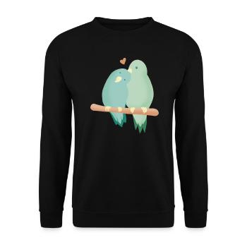 Liebe, Vögel umarmen sich - Unisex Pullover - Schwarz - Vorne - Alina (178cm) & Michal (187cm)
