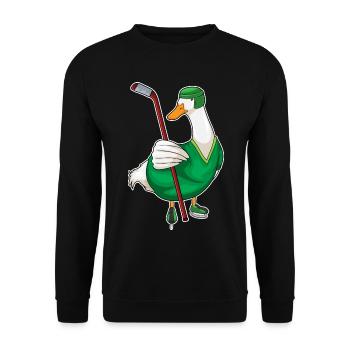 Ente Eishockey Eishockeyschläger - Unisex Pullover - Schwarz - Vorne - Alina (178cm) & Michal (187cm)