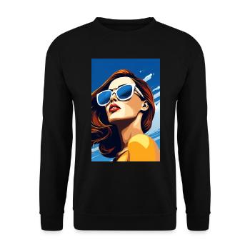 Pop Art: Young woman gazing into the distance - Unisex Sweatshirt - black - Front - Alina (178cm) & Michal (187cm)