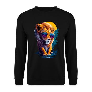 Niedlicher Babylöwe - Unisex Pullover - Schwarz - Vorne - Alina (178cm) & Michal (187cm)