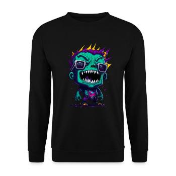 Bunter cooler Zombie - Unisex Pullover - Schwarz - Vorne - Alina (178cm) & Michal (187cm)