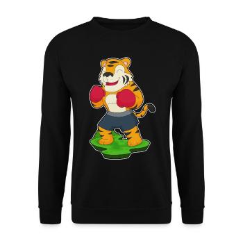 Tiger Boxer Boxhandschuhe Boxen - Unisex Pullover - Schwarz - Vorne - Alina (178cm) & Michal (187cm)