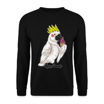 Papagei Waffeleis - Unisex Pullover - Schwarz - Vorne - Alina (178cm) & Michal (187cm)