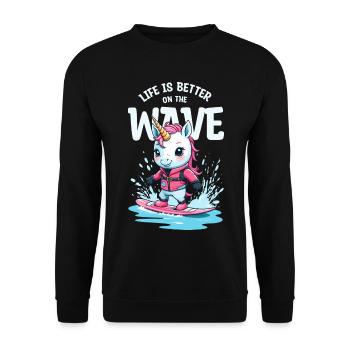 Wakeboard Unicorn - Unisex Sweatshirt - black - Front - Alina (178cm) & Michal (187cm)