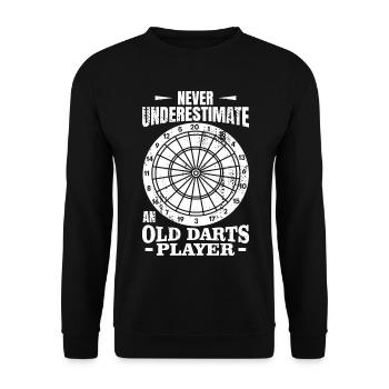 Never underestimate an old dart player - Unisex Sweatshirt - black - Front - Alina (178cm) & Michal (187cm)