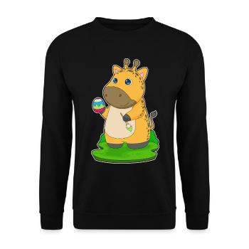 Coloriage de Pâques de la girafe - Sweat-shirt Unisexe - noir - Devant - Alina (178cm) & Michal (187cm)