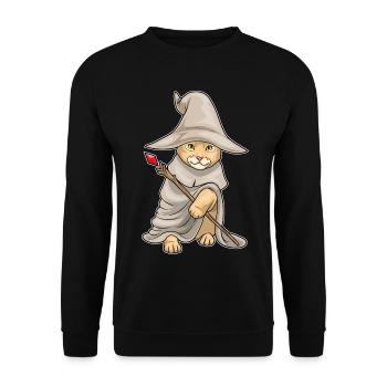 Orange Cat Wizard Wand - Unisex Sweatshirt - black - Front - Alina (178cm) & Michal (187cm)