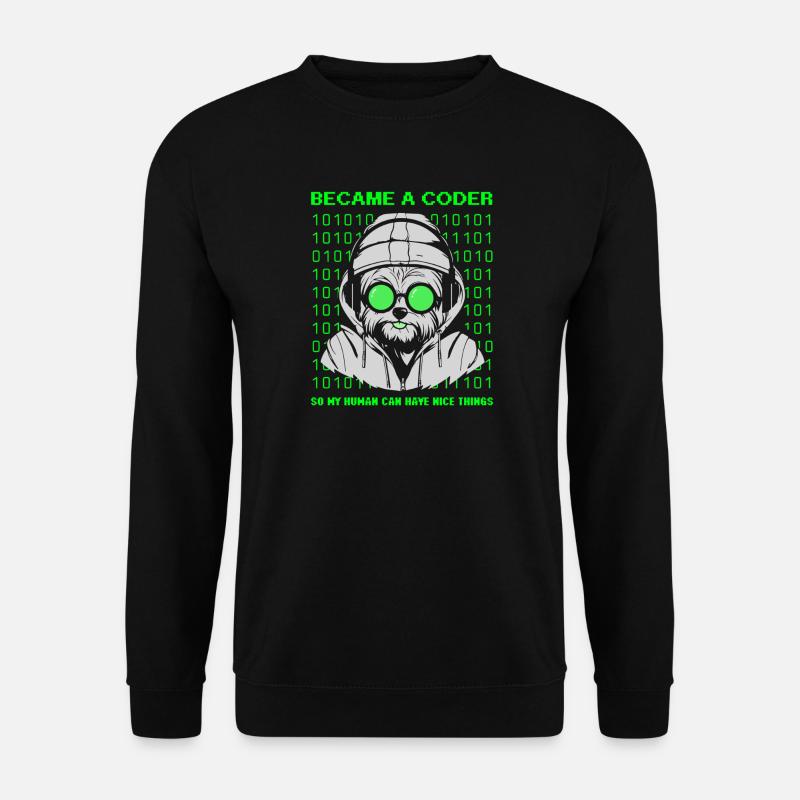 Became a Coder – Cyber Dog Binary - Unisex Pullover - Schwarz