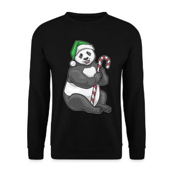 Panda Christmas Candy Cane - Unisex Sweatshirt - black - Front - Alina (178cm) & Michal (187cm)