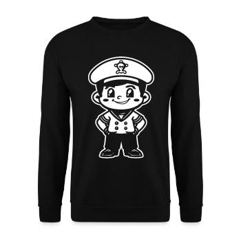 Kleiner Segelkapitän Cartoon - Unisex Pullover - Schwarz - Vorne - Alina (178cm) & Michal (187cm)