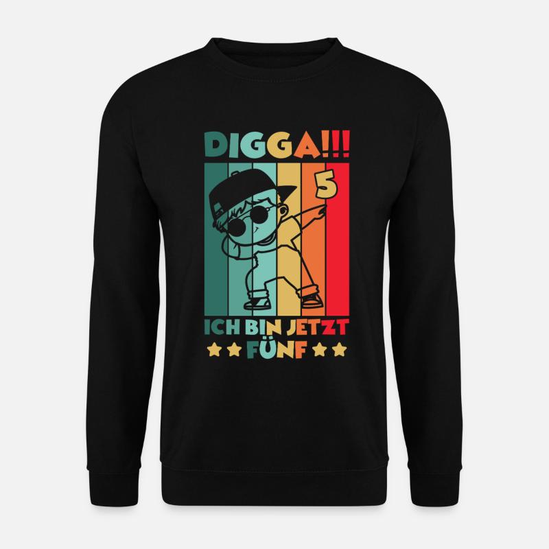 Digga Ich Bin 5 Jahre 5 Geburtstag Dabbing Junge - Unisex Pullover - Schwarz