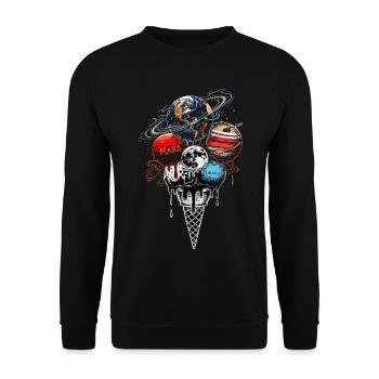 Planet Cream Scoop - Space Galaxy Science - Unisex Sweatshirt - black - Front - Alina (178cm) & Michal (187cm)