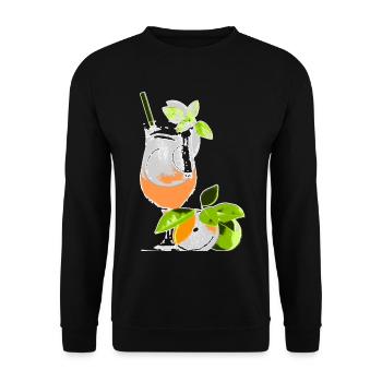Cocktail Glass Drink with Orange & Mint - Unisex Sweatshirt - black - Front - Alina (178cm) & Michal (187cm)