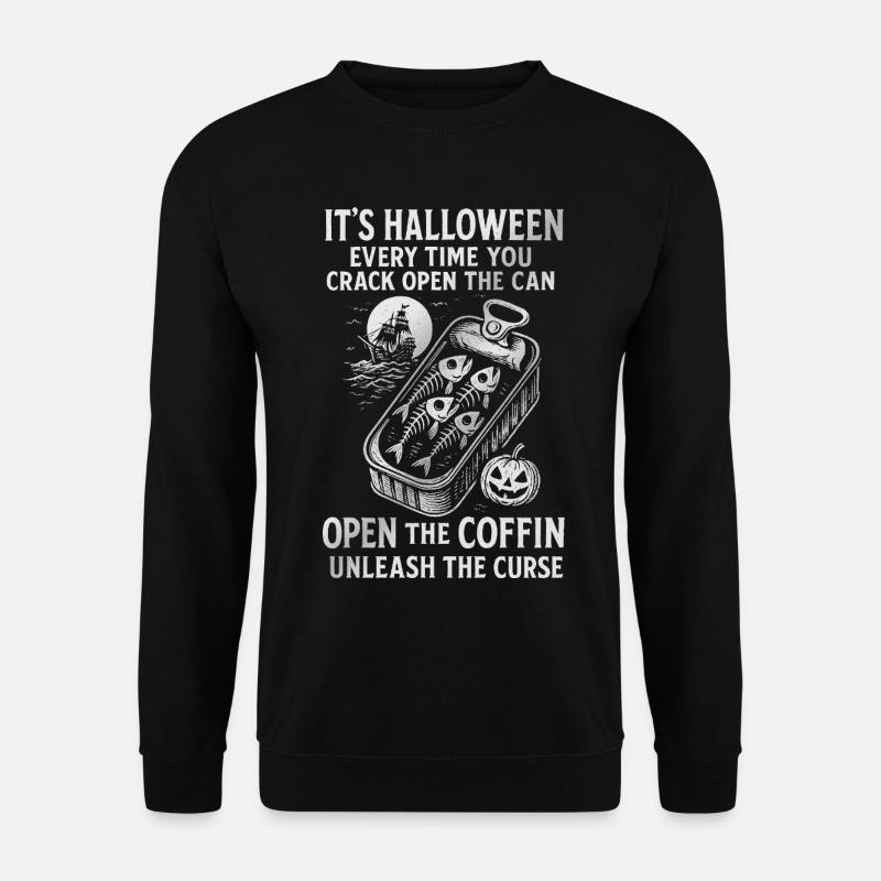 Halloween Fish Cans Spooky Design  - Unisex Sweatshirt - black