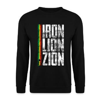 Iron Lion Rastafari Design - Unisex Pullover - Schwarz - Vorne - Alina (178cm) & Michal (187cm)