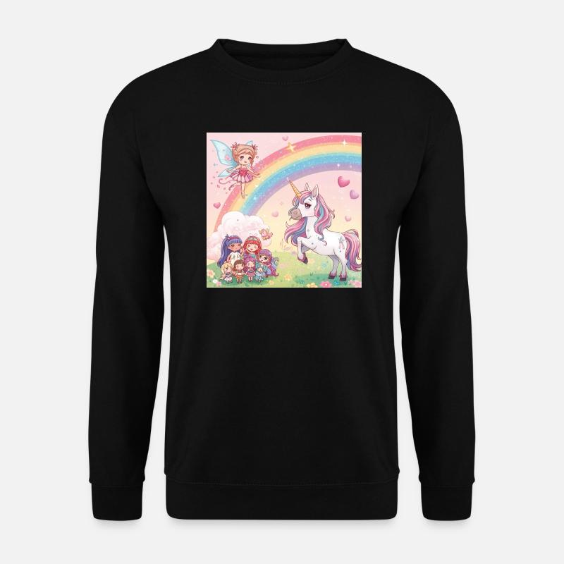Regenbogenfee und Einhorn Traum - Unisex Pullover - Schwarz