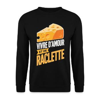 Vivre Amour Raclette Fanatique Cadeau Original - Sweat-shirt Unisexe - noir - Devant - Alina (178cm) & Michal (187cm)