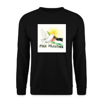 Colombe avec drapeau de la Palestine paix - Sweat-shirt Unisexe - noir - Devant - Alina (178cm) & Michal (187cm)