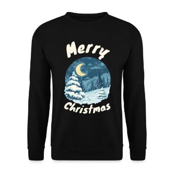 Merry Christmas Winterwald Illustration - Unisex Pullover - Schwarz - Vorne - Alina (178cm) & Michal (187cm)