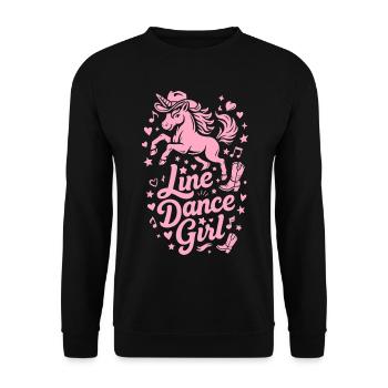 Line Dance Girl Unicorn Cowboy Hat & Cowboy Boots - Unisex Sweatshirt - black - Front - Alina (178cm) & Michal (187cm)