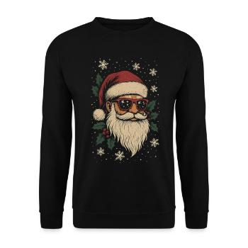 Cooler Weihnachtsmann mit Sonnenbrille Weihnachten - Unisex Pullover - Schwarz - Vorne - Alina (178cm) & Michal (187cm)
