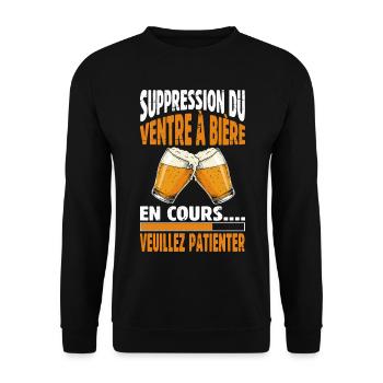 Beer Belly Removal In Progress Humor - Unisex Sweatshirt - black - Front - Alina (178cm) & Michal (187cm)