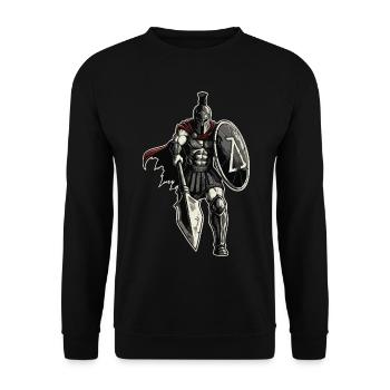 Veteran Spartan Combat Spear Shield Maskottchen - Unisex Pullover - Schwarz - Vorne - Alina (178cm) & Michal (187cm)