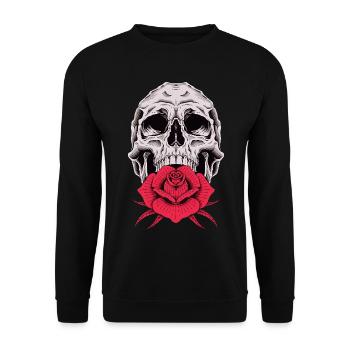 Motif de la rose de crâne pour les amateurs de motards, de gothique et de rockers - Sweat-shirt Unisexe - noir - Devant - Alina (178cm) & Michal (187cm)
