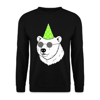 Polar Bear Party Sunglasses Birthday - Unisex Sweatshirt - black - Front - Alina (178cm) & Michal (187cm)