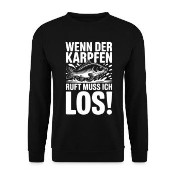 Wenn der Karpfen ruft - Unisex Pullover - Schwarz - Vorne - Alina (178cm) & Michal (187cm)