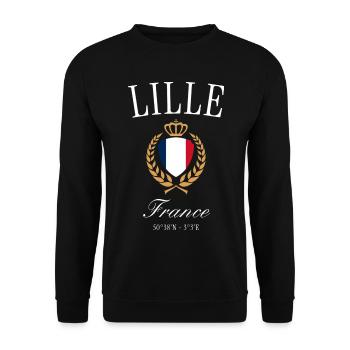 Lille France Coat of Arms Crown – Travel Souvenir - Unisex Sweatshirt - black - Front - Alina (178cm) & Michal (187cm)