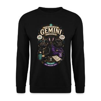 Zwillinge im Hoodie – Zwilinge-Astrologie - Unisex Pullover - Schwarz - Vorne - Alina (178cm) & Michal (187cm)