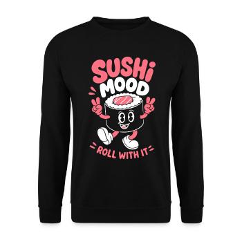 Sushi Mood Roll With It Pink - Unisex Pullover - Schwarz - Vorne - Alina (178cm) & Michal (187cm)