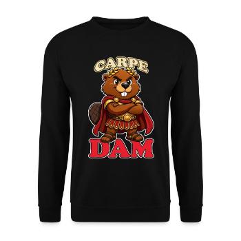 Carpe Dam Funny Roman Beaver Latin Pun History - Unisex Sweatshirt - black - Front - Alina (178cm) & Michal (187cm)