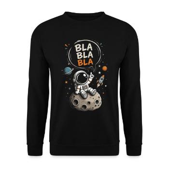 Astronaut Blabla on the Moon - Unisex Sweatshirt - black - Front - Alina (178cm) & Michal (187cm)