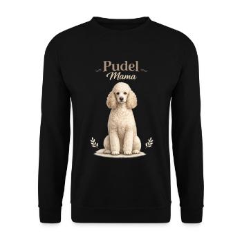 Pudel Mama – Geschenk für Pudel Liebhaberinnen - Unisex Pullover - Schwarz - Vorne - Alina (178cm) & Michal (187cm)