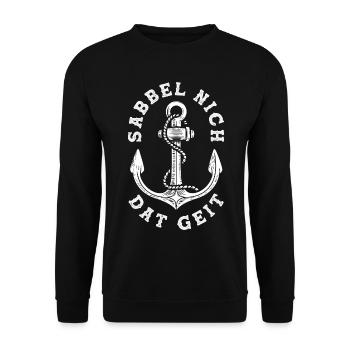 Moin Moin Norden - Maritimes Norddeutsch Design - Unisex Pullover - Schwarz - Vorne - Alina (178cm) & Michal (187cm)