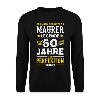 Lustiges Maurer Spruch Handwerker Design Geschenk - Unisex Pullover - Schwarz - Vorne - Alina (178cm) & Michal (187cm)
