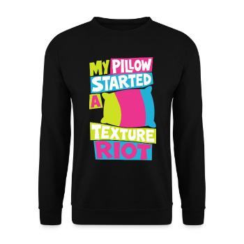 Kissen – My Pillow Started a Texture Riot - Unisex Pullover - Schwarz - Vorne - Alina (178cm) & Michal (187cm)