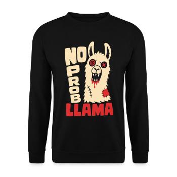 No Prob Llama – Zombie-Lama mit Gruselhumor - Unisex Pullover - Schwarz - Vorne - Alina (178cm) & Michal (187cm)