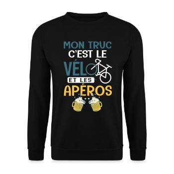 Vélo Mon truc c est le velo et Aperos Humour velo - Sweat-shirt Unisexe - noir - Devant - Alina (178cm) & Michal (187cm)