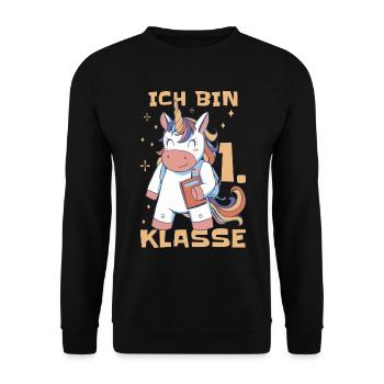 Kitaabgänger Schulkind Einschulung Grundschule - Unisex Pullover - Schwarz - Vorne - Alina (178cm) & Michal (187cm)