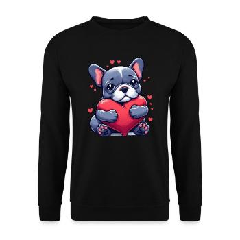 French Bulldog Valentine's Day Gifts - Unisex Sweatshirt - black - Front - Alina (178cm) & Michal (187cm)
