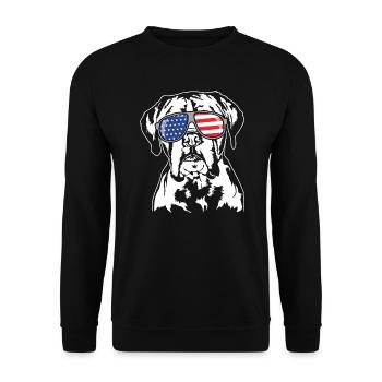 Boxer US Amérique Drapeau Chiens Chien Wilsigns - Sweat-shirt Unisexe - noir - Devant - Alina (178cm) & Michal (187cm)