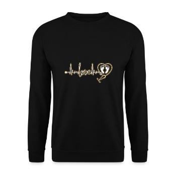 OB Nurse Love Heartbeat - Unisex Sweatshirt - black - Front - Alina (178cm) & Michal (187cm)