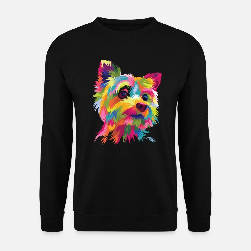 Popart Comic Hund Yorkshire Terrier Yorkie - Unisex Pullover - Schwarz