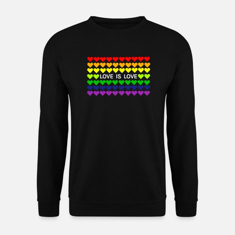Love is Love Regenbogen Herz Fahne - Unisex Pullover - Schwarz
