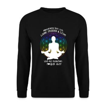 Mostly I'm peace - Meistens bin ich Frieden - Unisex Pullover - Schwarz - Vorne - Alina (178cm) & Michal (187cm)