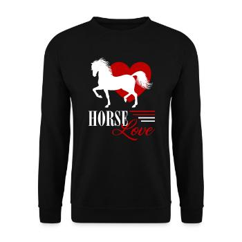 Horse Love - Unisex Pullover - Schwarz - Vorne - Alina (178cm) & Michal (187cm)