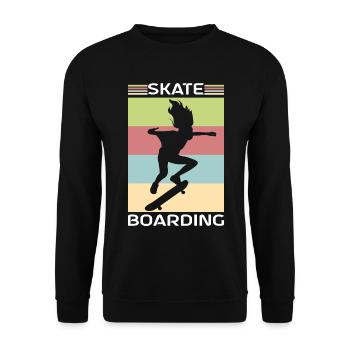 Skater Skateboardfahrer Skateboard fahren - Unisex Pullover - Schwarz - Vorne - Alina (178cm) & Michal (187cm)